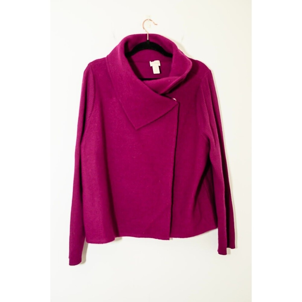 Chico's Cardigan Blazer 3 Large Wool Rasberry Fuschia Office Career